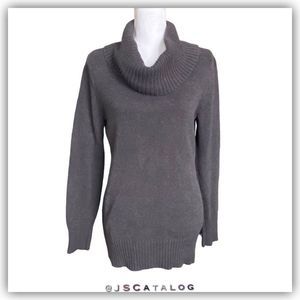 Pria Charcoal Grey Loose Turtleneck Cable Knit Winter Pullover - M - EUC